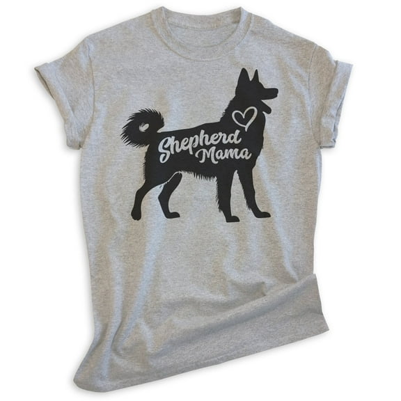 Shepherd Mama T-shirt, Unisex Women's Shirt, German Shepherd Owner, Best Dog Mom Gift, Heather Gray, Large