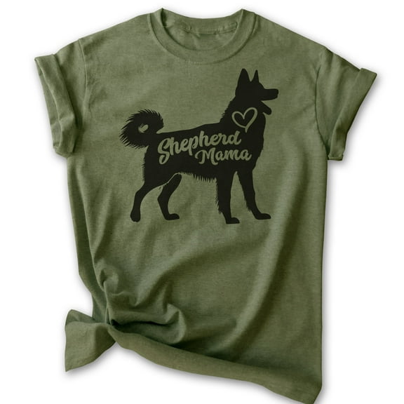 Shepherd Mama T-shirt, Unisex Women's Shirt, German Shepherd Owner, Best Dog Mom Gift, Heather Military Green, Large