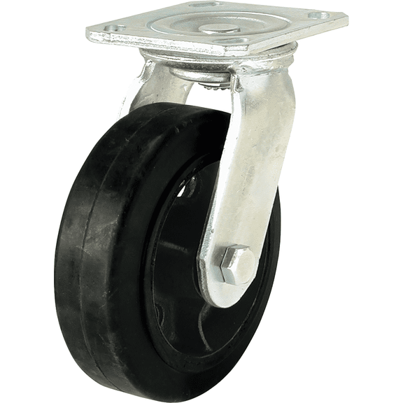 Shepherd Mold-On Rubber Medium-Heavy Duty Swivel Plate Caster - Single Pack Residential Use, Standard Application