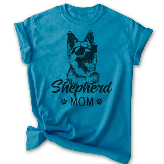 Shepherd Mom T-shirt, Unisex Women's Shirt, German Shepherd Owner, Best Dog Mom Gift, Heather Blue, Medium