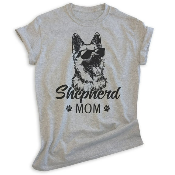 Shepherd Mom T-shirt, Unisex Women's Shirt, German Shepherd Owner, Best Dog Mom Gift, Heather Gray, 3X-Large