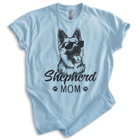 Shepherd Mom T-shirt, Unisex Women's Shirt, German Shepherd Owner, Best Dog Mom Gift, Heather Light Blue, X-Large