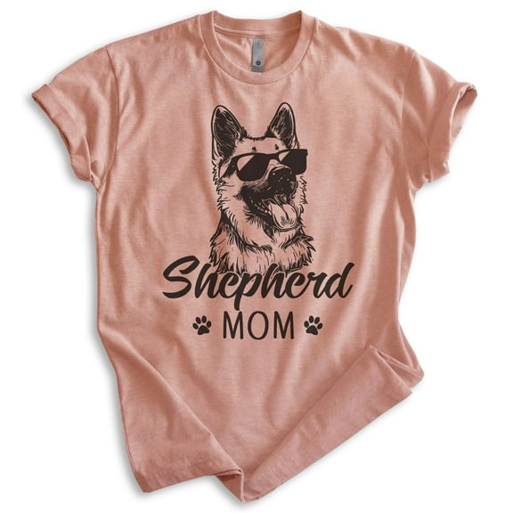 Shepherd Mom T-shirt, Unisex Women's Shirt, German Shepherd Owner, Best Dog Mom Gift, Heather Sunset, Medium