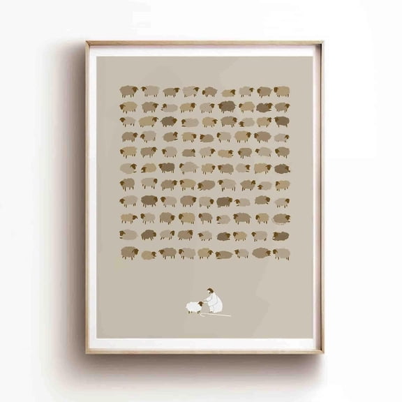 Shepherd Seeking the One Poster, Unframed Paper Poster 8x10in