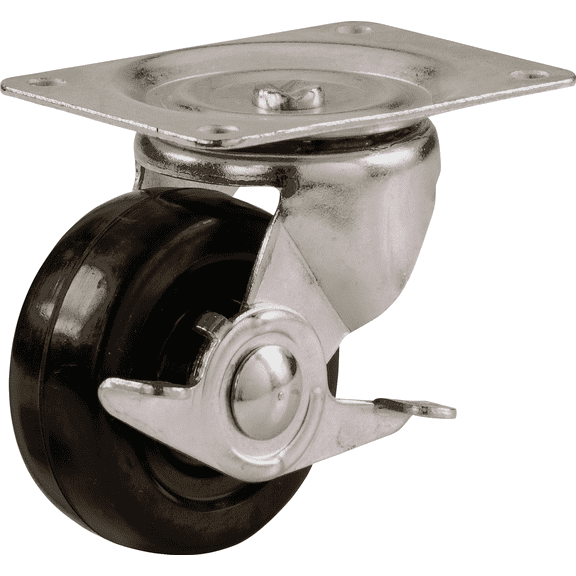 Shepherd Soft Rubber Swivel Plate Caster With Brake - Pack of 2 Residential Use, Standard Application
