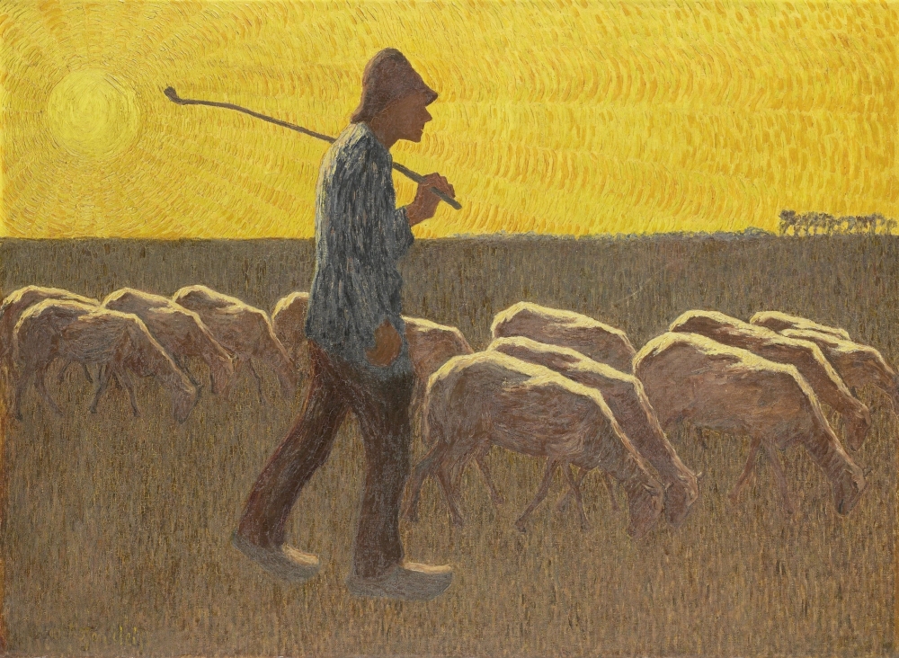 Shepherd With Sheep Canvas Art - (24 x 18)