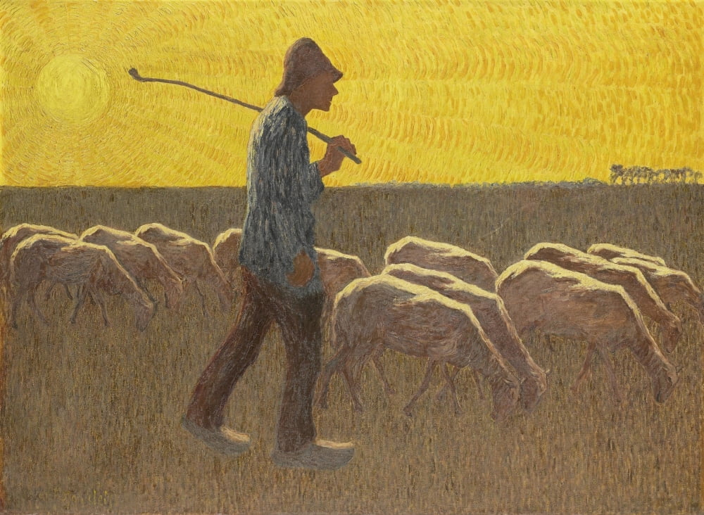 Shepherd With Sheep Canvas Art - (36 x 24)