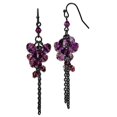 thumbnail image 1 of Shepherd hook Black Plated Purple Crystal Bead Cluster Drop Earrings 64x17mm Wide Dangle Earring for Women, 1 of 2