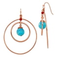 thumbnail image 1 of Shepherd hook Copper-tone Aqua and Brown Beads Long Drop Dangle Earrings 70x55mm Wide Dangle Earring for Women, 1 of 2