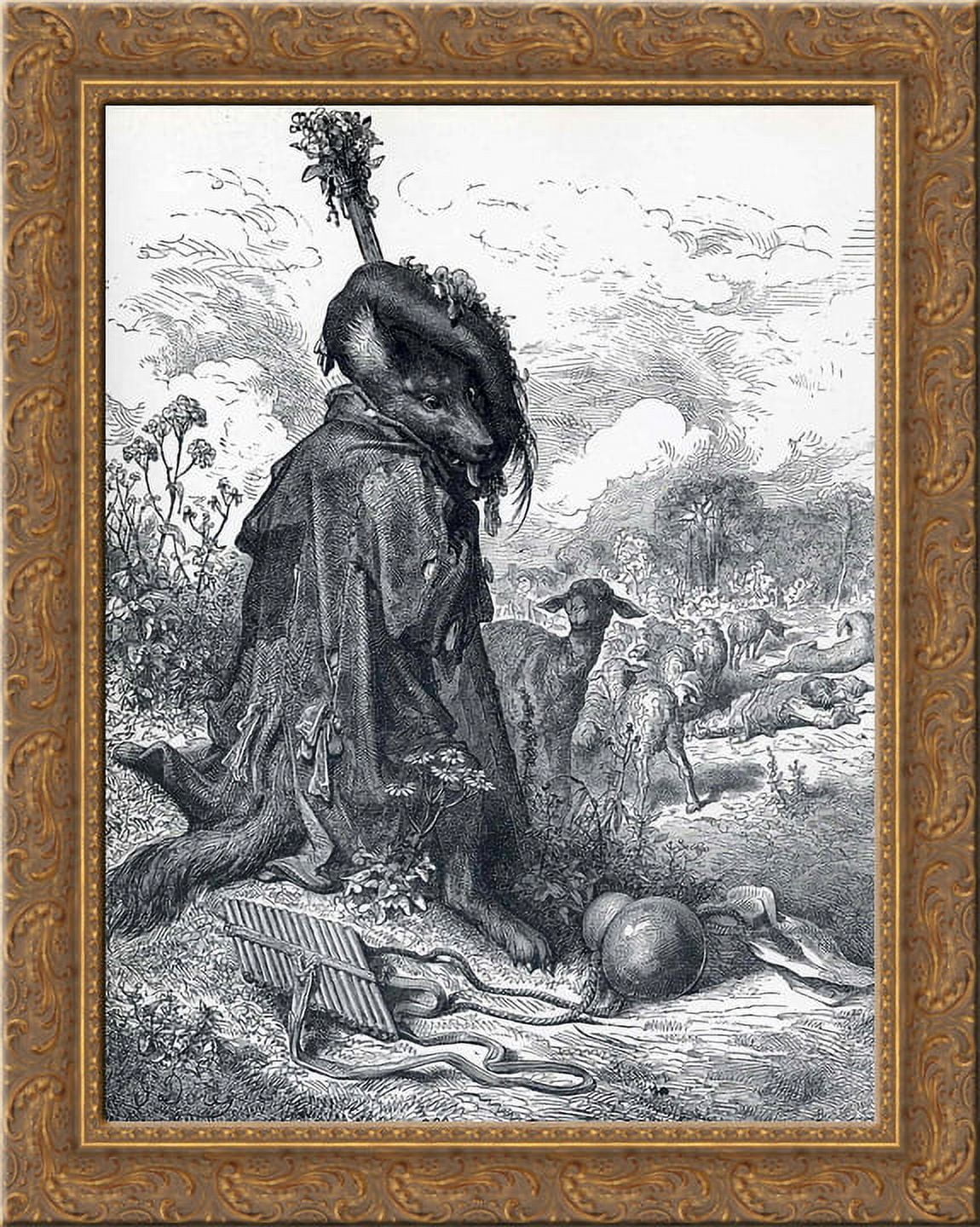 Shepherd wolf 24x20 Gold Ornate Wood Framed Canvas Art by Gustave Dore ...