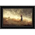 thumbnail image 1 of Shepherdess Tending Sheep 24x17 Black Ornate Wood Framed Canvas Art by Homer, Winslow, 1 of 2