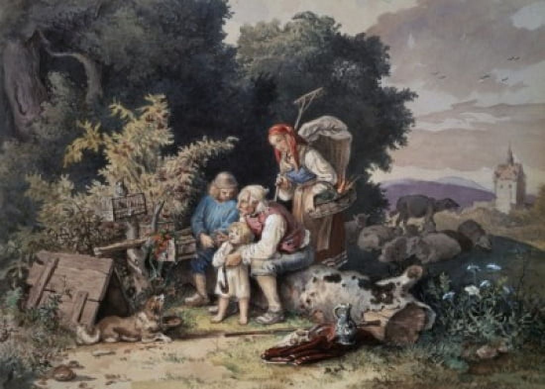 The Shepherds Family Sd1837 Ludwig Richter (1803-1884 German) Watercolor & Gouache Pushkin Museum of Fine Arts Moscow Russia Canvas Art - Ludwig Richter (18 x 24)