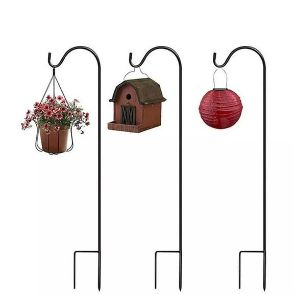 Shepherds Hook 35 Inch With Metal Hangers Hanging Bird Feeder Pole