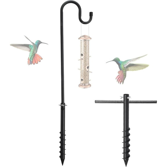 FLY HAWK 4/5 inch Bird Feeder Pole for Outdoor Heavy Duty, 46 inch Adjustable Shepherds Hooks for plant hanger, Wind Chimes