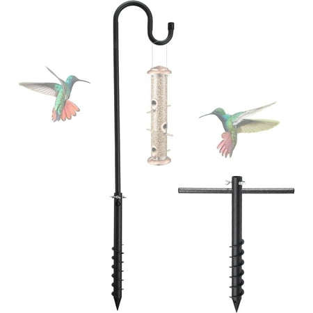 FLY HAWK 4/5 inch Bird Feeder Pole for Outdoor Heavy Duty, 62 inch Adjustable Shepherds Hooks for plant hanger, Wind Chimes