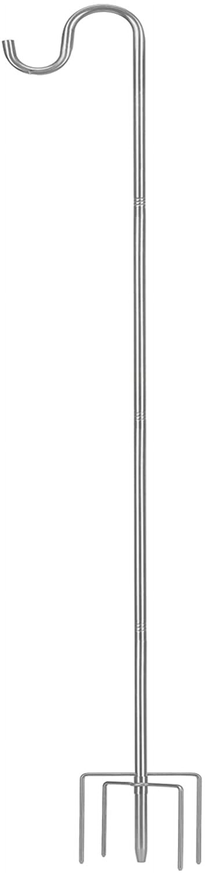 Shepherds Hook for Outdoor, 78 Inch Tall & 5/8 Diameter Stainless Steel Heavy Duty Poles to Hang Outdoor Lights with 5 Prongs Base, Suitable Bird Feeders or Wedding Decors(1pack)