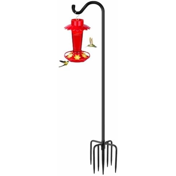 Shepherds Hook for Outdoor, 92 Inch Bird Feeder Pole with 7 Prongs Base, 3/4 Inch Thick Heavy Duty Adjustable Garden Hook for Hanging Plant, Hummingbird Feeder, Lantern, 1 Pack