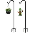 thumbnail image 1 of Shepherds Hook for Outdoor Bird Feeders Pole 92 Inch Tall, Adjustable Heavy Duty Garden Hanger Stake Pole with 5 Prong Base, Shiny Black (2 Packs), 1 of 7