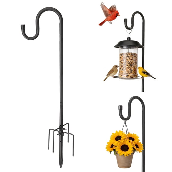 FENHRTVM Shepherds Hook,78Inch Heavy Duty SHepherds Hooks for Outdoor Hang Hammingbirds,Flower Basket,Christmas Lights,wind chime,Black Metal