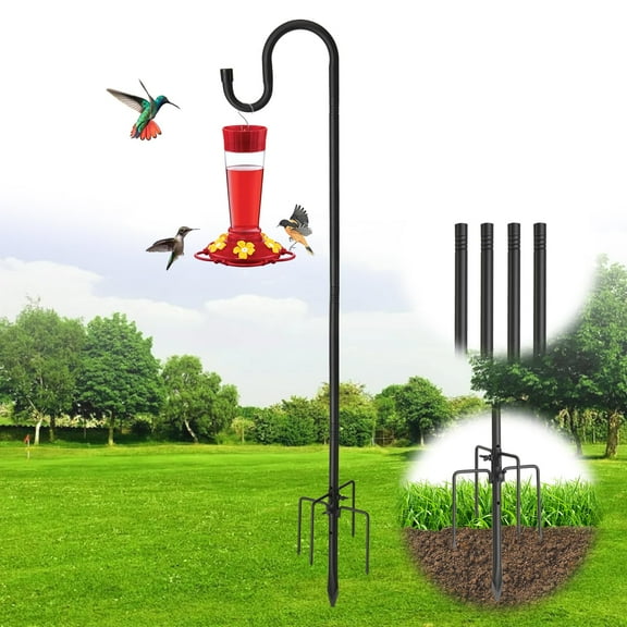 Shepherds Hook for Outside, 78 inch Adjustable Bird Feeder Pole with 5 Prong Base, Garden Hanger Stand for Hummingbird Feeder, Wind Chime, Lantern