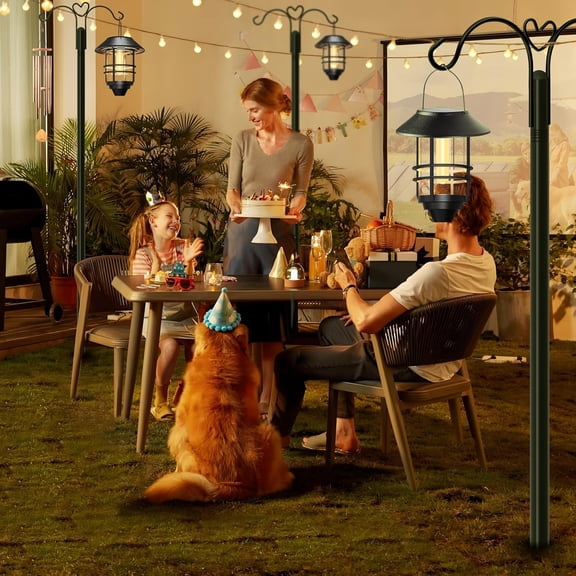 Shepherds Hooks for Outdoor, 2-Pack 108 Inch Heavy Duty Bird Feeder Pole, Garden Pole for Hanging Plants, Lantern, Hummingbird Feeder, Hanging Plant Stand with 5 Base Prongs