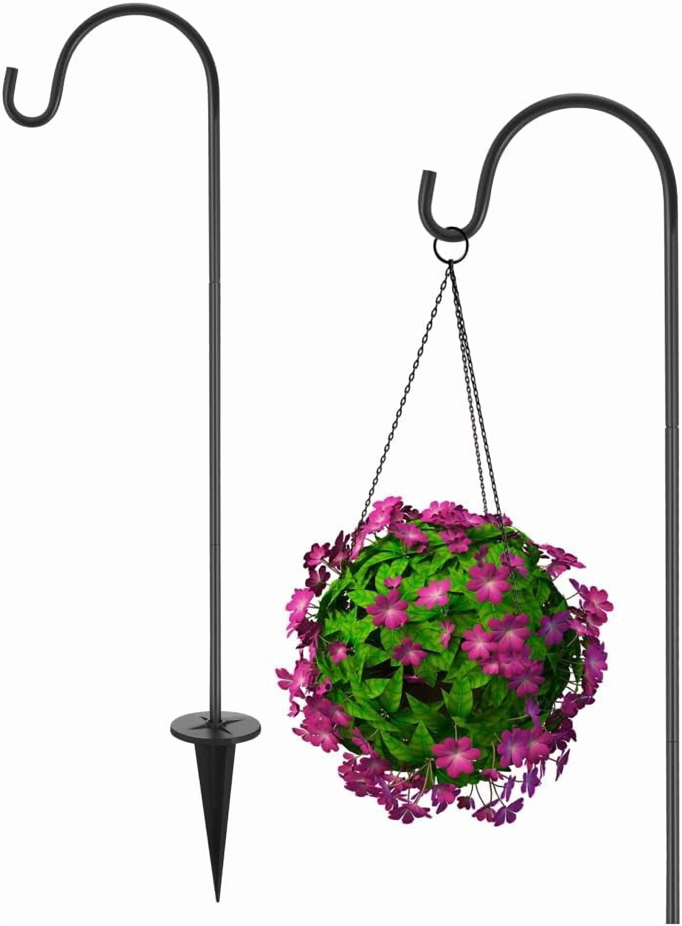 IMIKEYA Shepherds Hooks for Outdoor: 27-Inch 1 Pack Garden Stake Hook Adjustable Plant Stand Hanger Bird Feeder Solar Light Hanging Lanterns Lightweight Plants