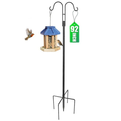 Shepherds Hooks for Outdoor, Qissep 92 inch Heavy Duty Shepherds Hooks for Outdoor with 5 Prong Base,Adjustable Stand Hanger for Garden Plant,Ideal for Bird Feeders, Baskets & Lanterns (1 Pack)