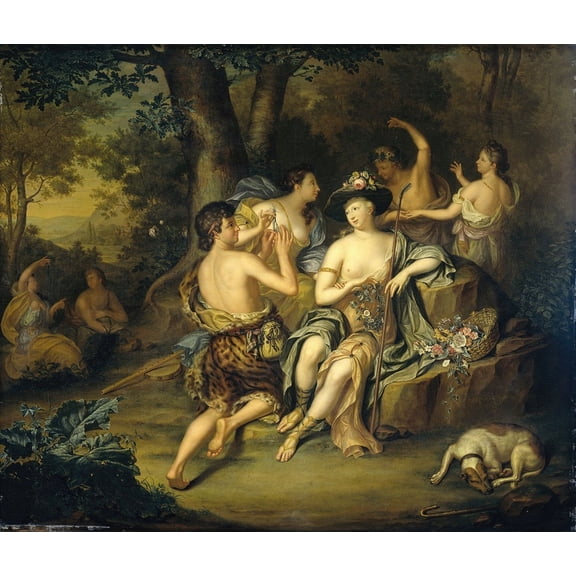Shepherds and Shepherdesses in a Landscape (1735) Poster Print by Hieronymus van der Mij (18 x 24)