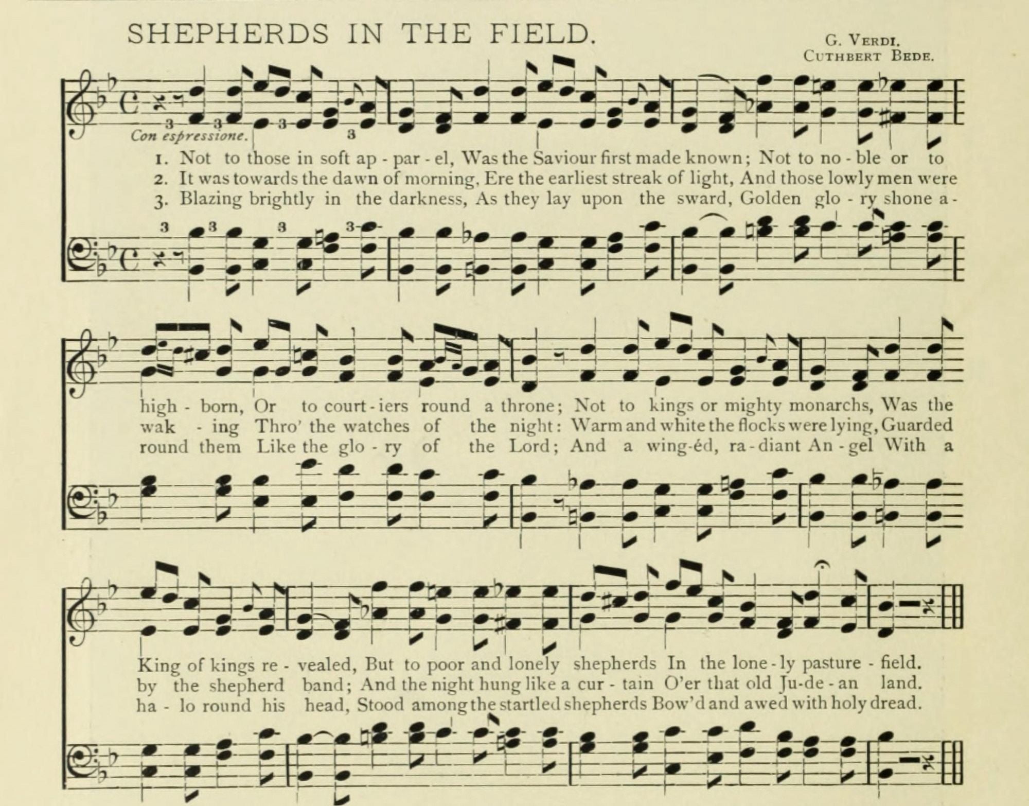 Shepherds in the Field Christmas in Song 1891 Canvas Art - (18 x 24)