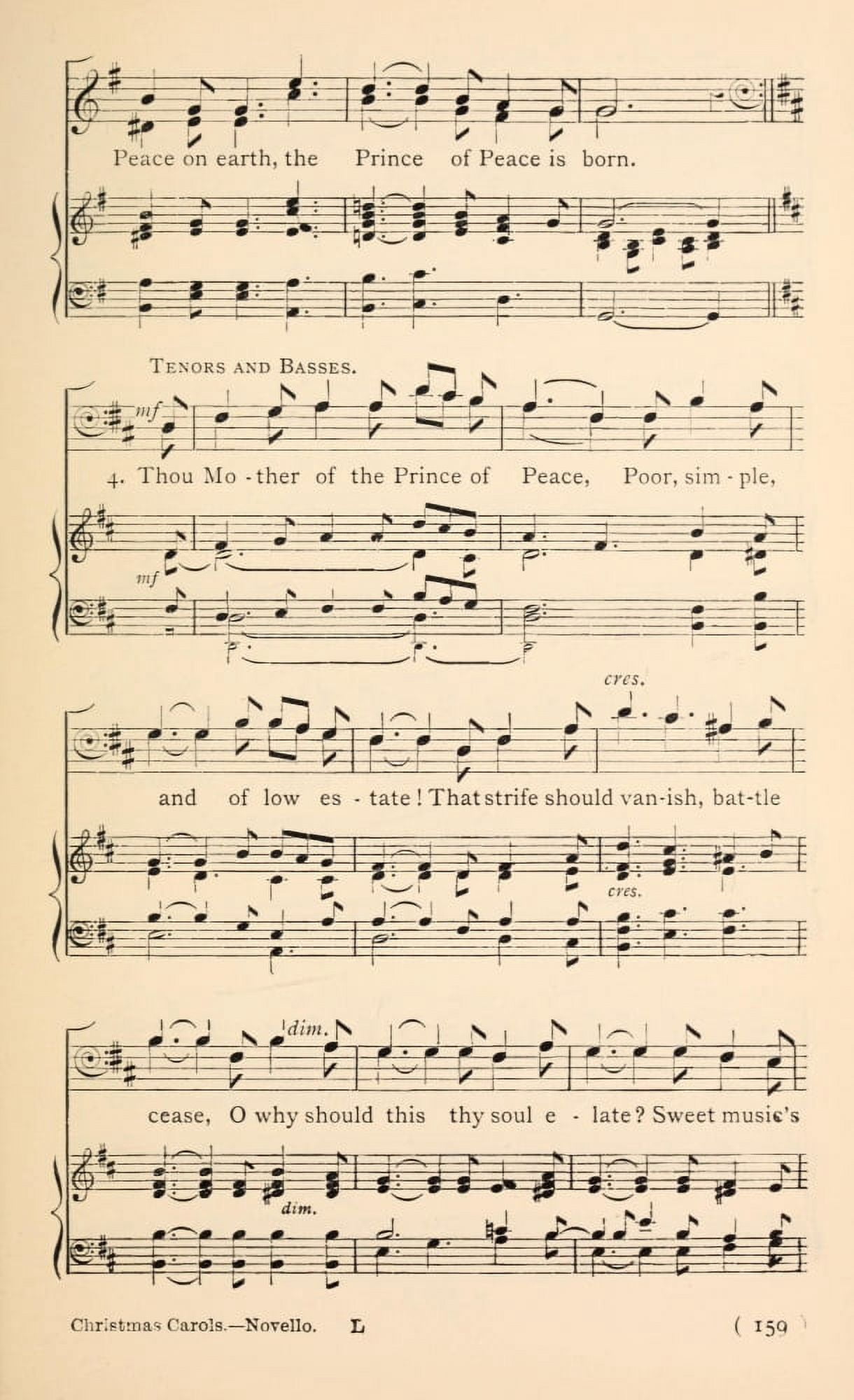 Shepherds went their Hasty Way 5 Christmas Carols New & Old 1850 Canvas Art -  (24 x 36)