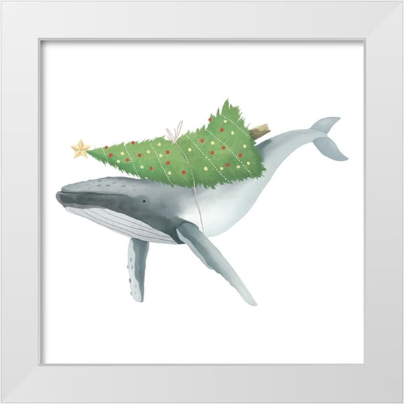 Sheppard, Lucca 12x12 White Modern Wood Framed Museum Art Print Titled - Christmas Whale