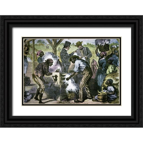 Sheppard, William Ludwell 32x23 Black Ornate Wood Framed with Double Matting Museum Art Print Titled - The First Cotton Gin
