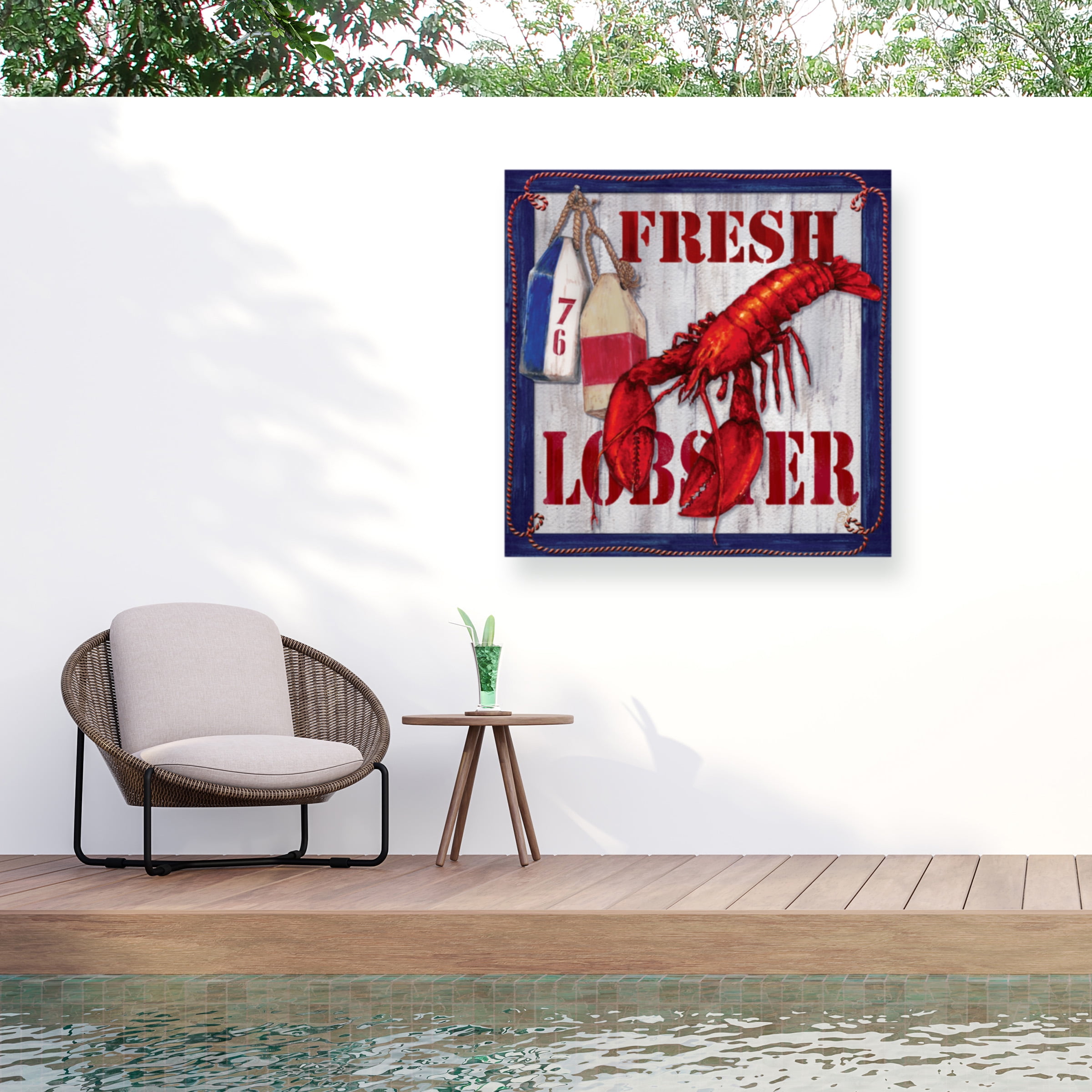 Sher Sester 'Fresh Lobster Sign 2' Outdoor Canvas 18x18