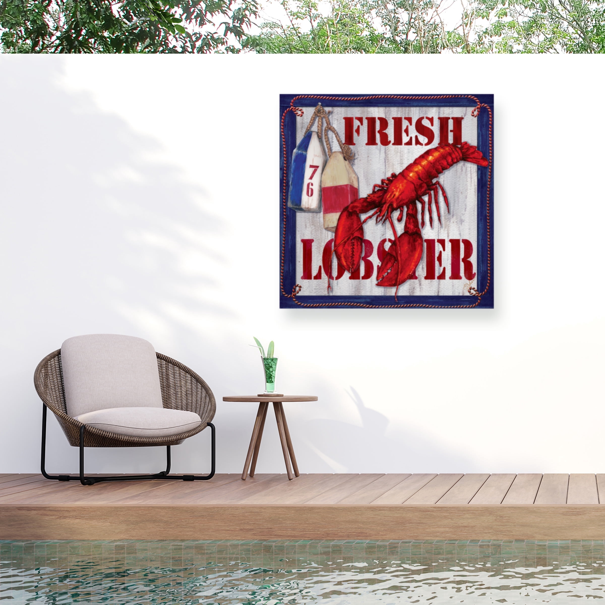 Sher Sester 'Fresh Lobster Sign 2' Outdoor Canvas 35x35