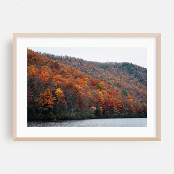Sherando Lake No. 2 - Virginia Photography Autumn Forest Nature Landscape Scenic Water Mountain Oak Framed Wall Art Print 5 x 7 inches
