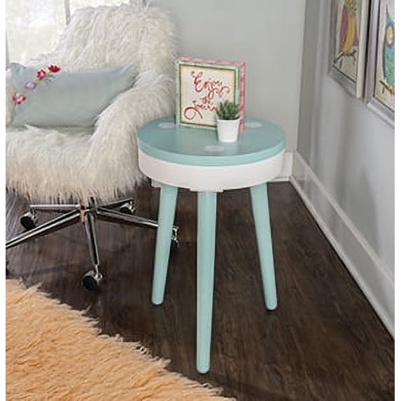 Sherbert Kid's Side Table with Storage, White and Blue