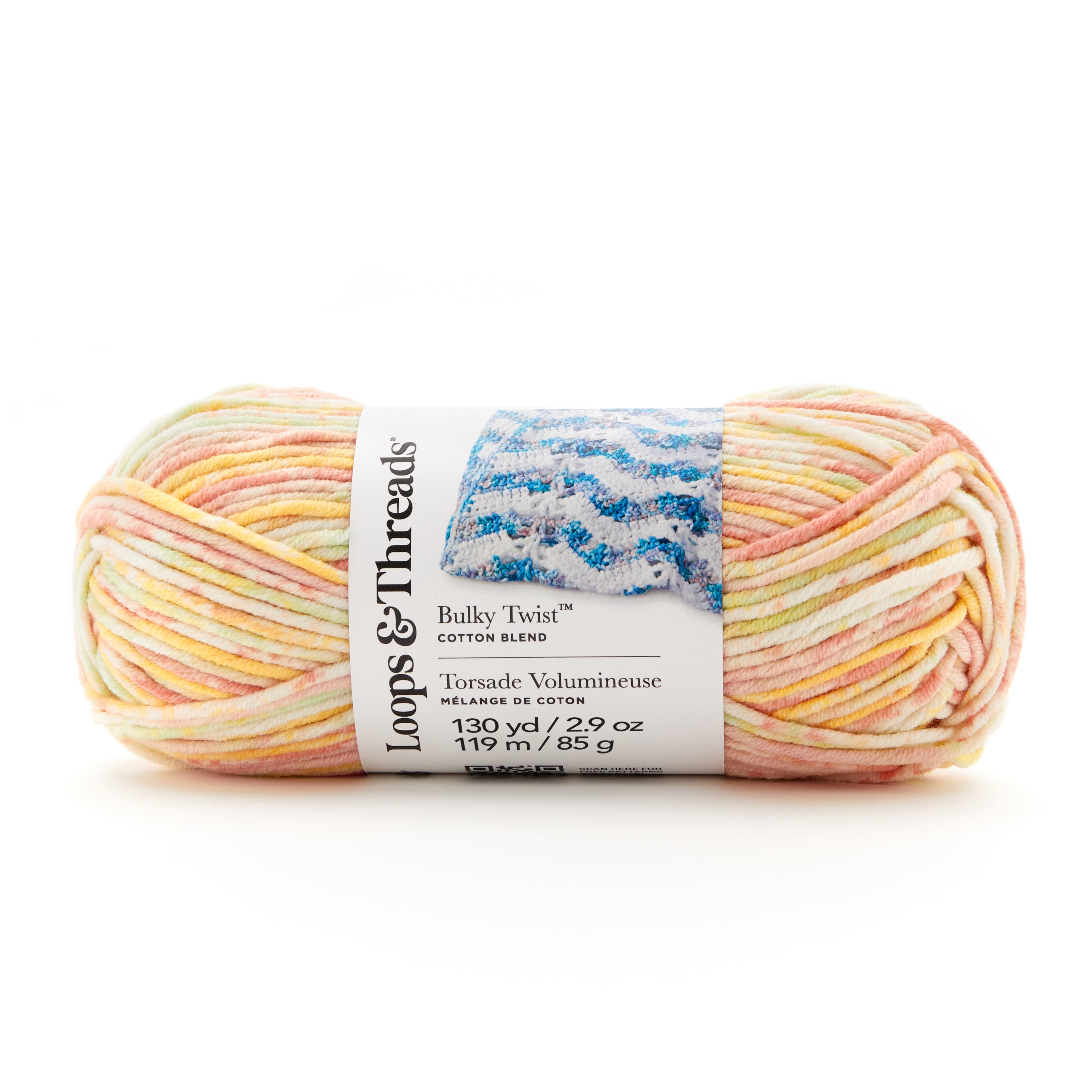 Loops & Threads Sherbet Bulky Twist Multi Yarn - Bulky Weight Yarn for Knitting, Crochet, Weaving, Arts & Crafts, 15 Pack
