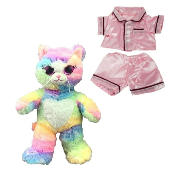 Sherbet Kitty 8-Inch Plush Toy Dressed in Elegant Pink Satin Pajamas - Ideal Snuggle Buddy for Bedtime Stories and Playtime