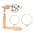 thumbnail image 1 of Sherbo Adjustable Embroidery Hoop Stand Rotated Beech Wood Hands-Free Cross Stitch Frame Solid Natural Wood with 2 Hoops 6 Inch and 7 Inch, 1 of 6