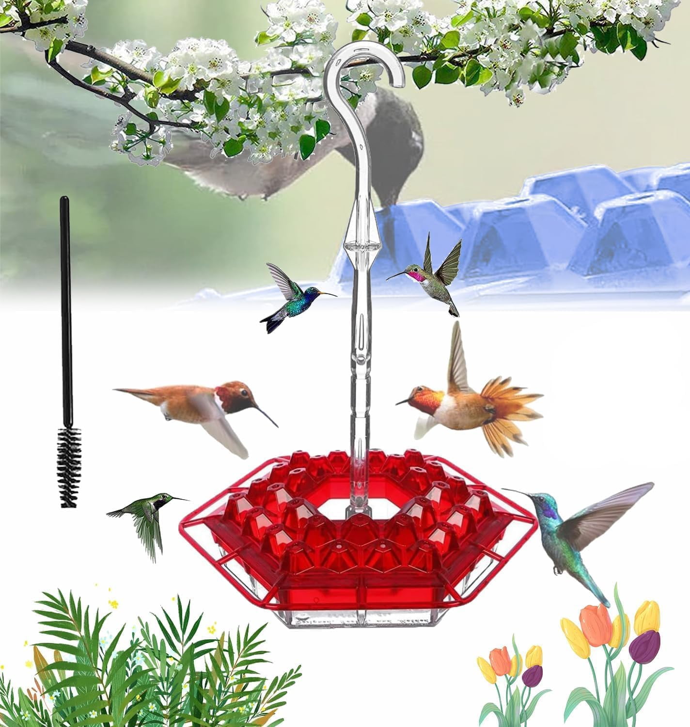 Hummingbird Feeder with Brush - Hummingbird Feeders for Outdoors