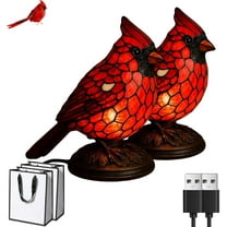Sheremart Cardinal Lamp - Red Bird Lamps Stained Resin Desk Accent Light for Bedside Livingroom Bedroom Home Decoration Christmas Art Decor (2 PCS)