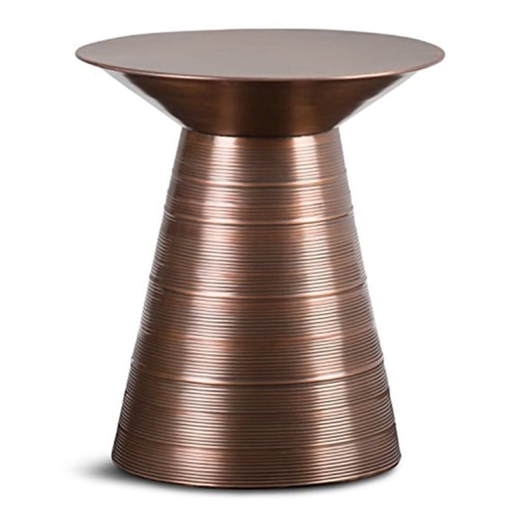 Simpli Home Sheridan Contemporary 18 inch Wide Metal Accent Side Table in Aged Copper, Fully Assembled