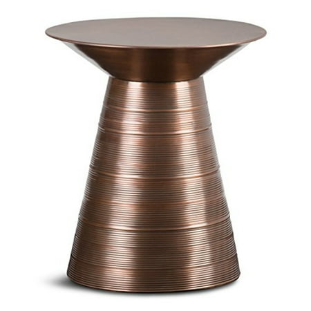 Simpli Home - Sheridan Round Contemporary Iron Accent Side Table - Aged Copper