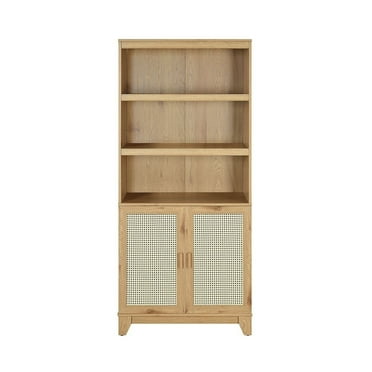 Sheridan Modern Cane Bookcase with Adjustable Shelves