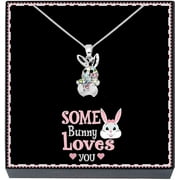 SheridanStar Easter Bunny Rabbit Pendant Necklace Jewelry Gifts for Teens, Little Girls, Kids, Females MULTI MINI