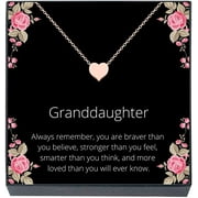 SheridanStar Granddaughter Easter Gift Jewelry Heart Necklace Gift from Grandma, Grandpa, Grandparents," Braver, Smarter, Stronger, Loved" Jewelry for Girls, Teens, Tweens, Kids (Rose Gold Plate)