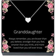 SHERIDANSTAR Granddaughter Heart Pendant Necklace Jewelry Gift from Grandma, Grandpa, Nana, Papa for Birthday Christmas Present Stocking Stuffers (Silver)