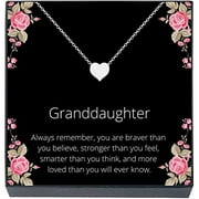 SheridanStar Granddaughter Heart Pendant Necklace Jewelry Gift from Grandma, Grandpa, Nana, Papa for Little Girls, Teens, Tweens, Kids, Females Birthday Christmas Present Stocking Stuffers (Silver)