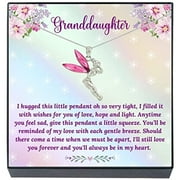 SheridanStar Granddaughter Necklace Gift from Grandma, Grandpa, Grandparents, Fairy Pendant Necklace Jewelry Presents Gifts for Little Girls, Teens, Tweens, Teenagers (Pink Fairy Wings)