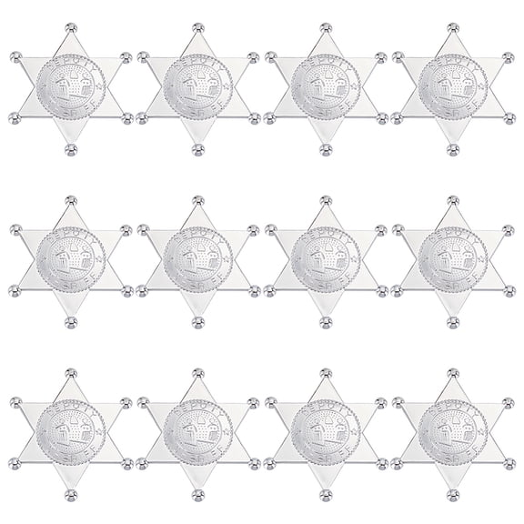 Sheriff Badges Western Cop Star Deputy Plastic Badge Old West Prop Cowboy for Cosplay Party Costume Play Props School Carnival Prizes Bag Gift Silver